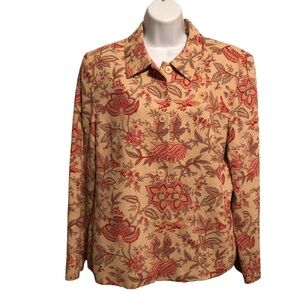 TALBOTS - Women’s Cotton/Silk Blend Brocade Floral Lined Blazer Jacket - Size 14